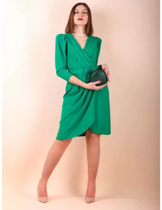 Abito doppio petto con maniche a sbuffo verde Casting fino alla 56
