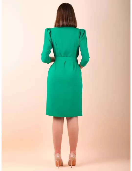 Abito doppio petto con maniche a sbuffo verde Casting fino alla 56