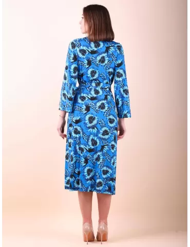 Maesta Milano blue kimono printed long crossed dress 2