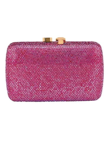Red sunset shiny rhinestones jewel clutch evening bag