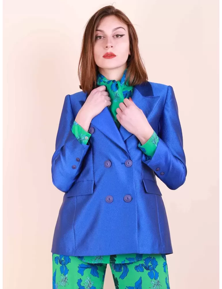 Giacca doppio petto crepe blu Cina Maesta Milano