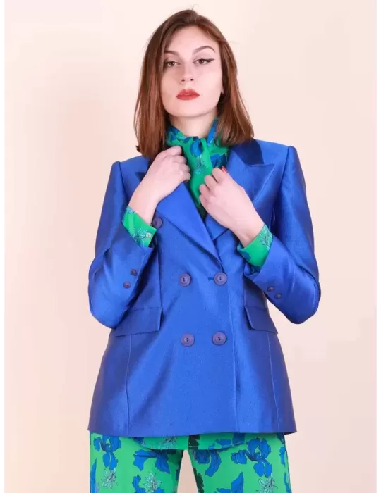 Giacca doppio petto crepe blu Cina Maesta Milano