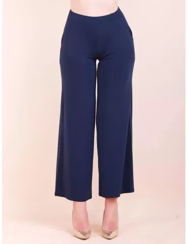 Francesca Mercuriali pull on blue jersey palazzo trousers