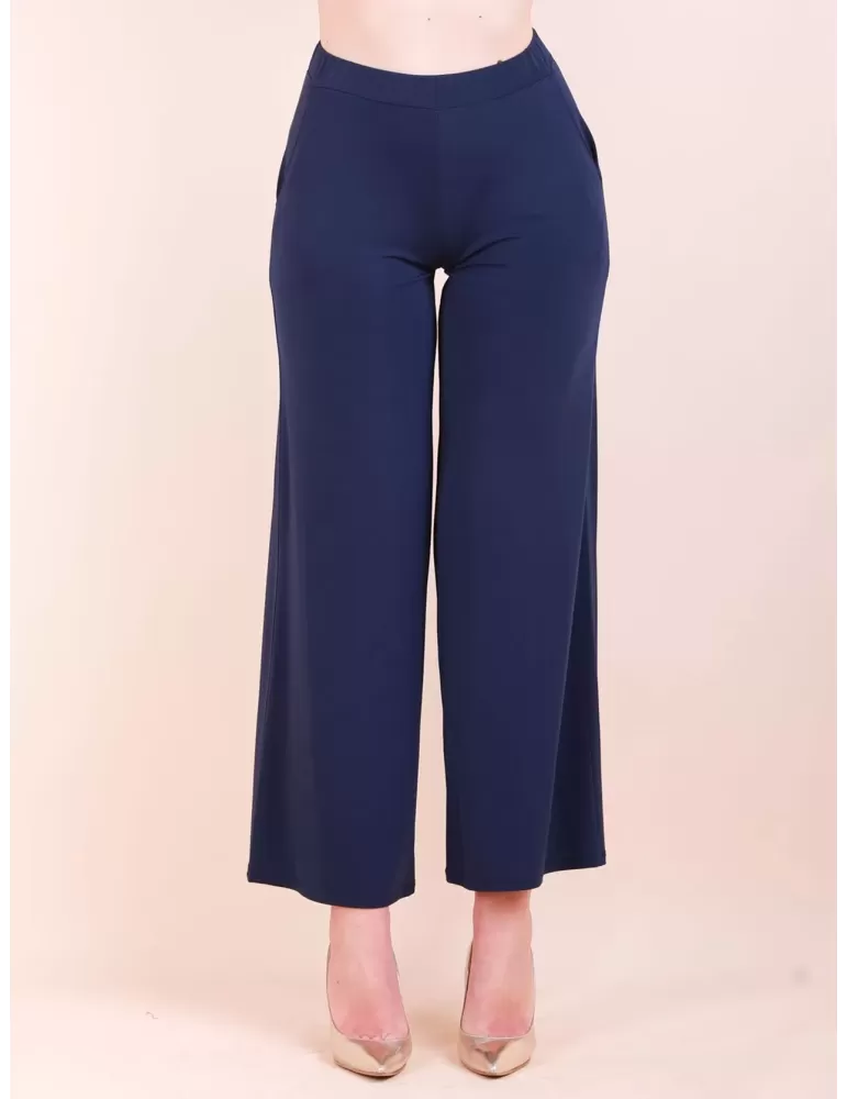 Francesca Mercuriali Pantaloni blu larghi palazzo jersey fino alla 60 Francesca Mercuriali Pantaloni blu larghi palazzo jersey fino alla 60