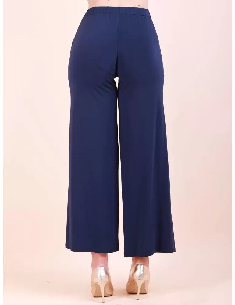 Francesca Mercuriali Pantaloni blu larghi palazzo jersey fino alla 60