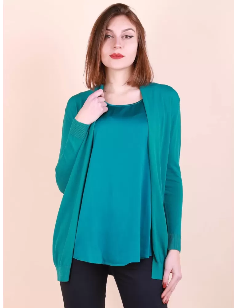 Frida Made Italian finest Knitwear | Petrol blue two pieces twinset