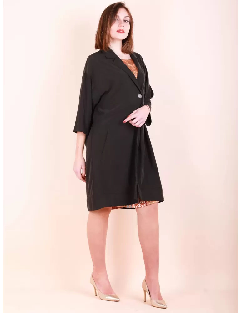 Paz torras black wide duster coat long jacket plus size available suit