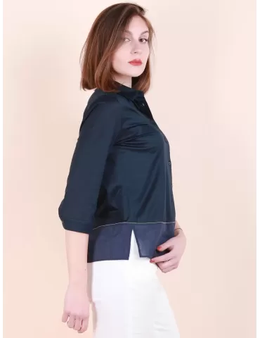 Zanetti 1965 online | Camicia bimaterica cotone blu fino alla tg 52 2