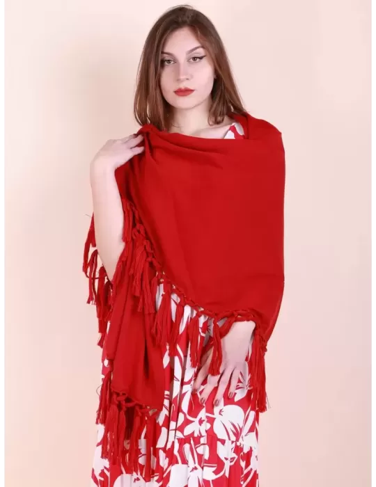 Aldo Colombo online - Scialle rosso mantella pura lana con frange