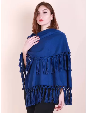 Royal blue merino wool maxi...