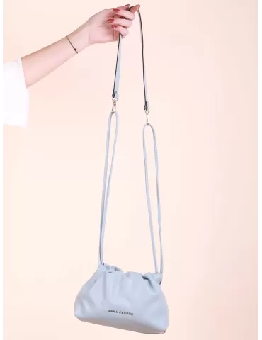 Borsa a sacchetto vera pelle celeste bon bon bag Anna Cecere online 2