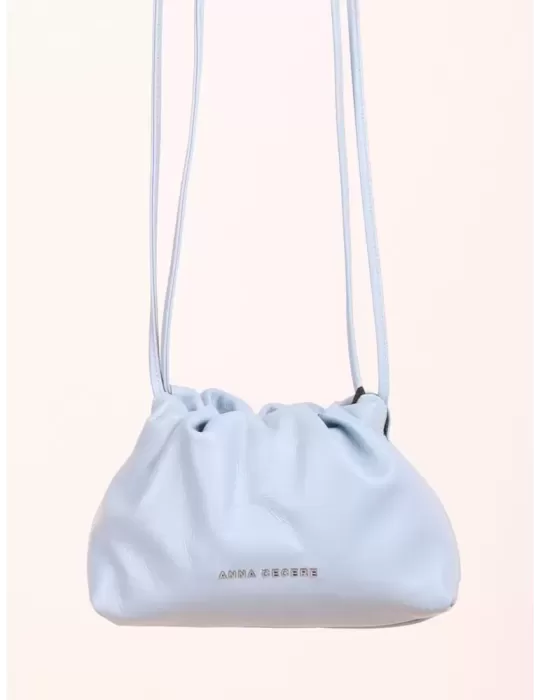 Borsa a sacchetto vera pelle celeste bon bon bag Anna Cecere online Borsa a sacchetto vera pelle celeste bon bon bag Anna Cecere online