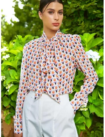 Camicia chiffon con fiocco...