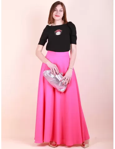 Maglia t-shirt nera con maniche arricciate e matrioska Casting 2