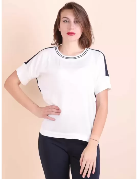 Riva Tricot online | Maglia kimono bianco e blu a righe fino alla 56 Riva Tricot online | Maglia kimono bianco e blu a righe fino alla 56