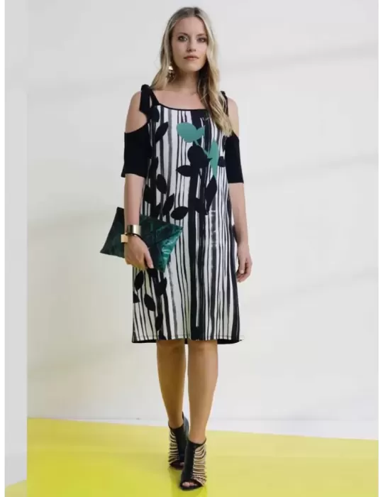 Francesca Mercuriali Italy | Black and white humeral summer dress Francesca Mercuriali Italy | Black and white humeral summer dress