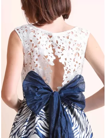 Sonia Pena white and blue lace and brocade prom dress 2