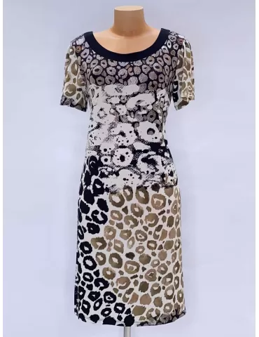 Francesca Mercuriali Italy | Beige and black animal printed dress 2