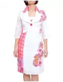 Outlet Fuego Woman | Completo abito e giacca cotone bianco e corallo