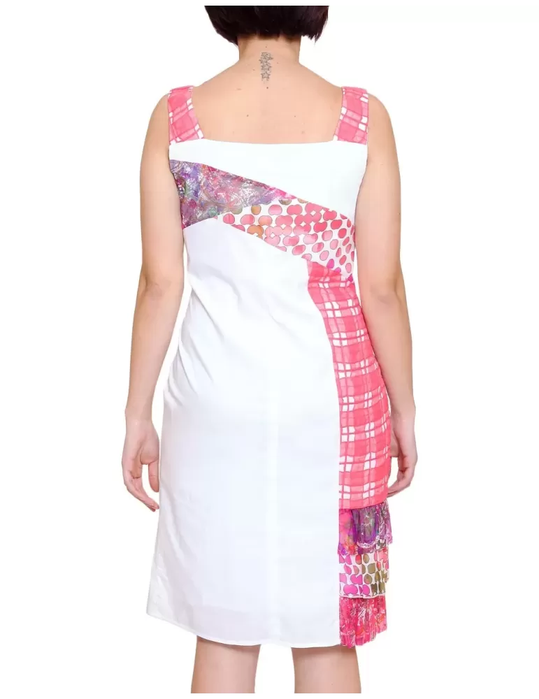 Completo abito e giacca cotone bianco e corallo Fuego Woman