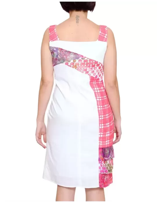 Completo abito e giacca cotone bianco e corallo Fuego Woman