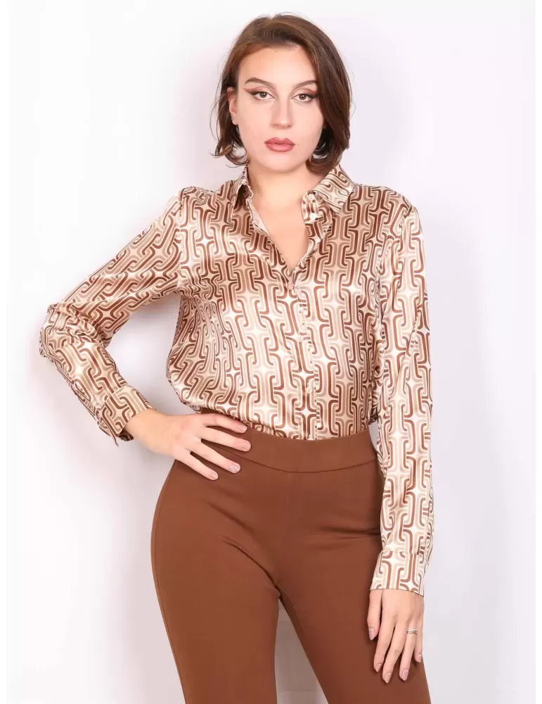 Riva Tricot Nibionno | Camicia pura seta beige monogramma fino alla 56 Riva Tricot Nibionno | Camicia pura seta beige monogramma fino alla 56