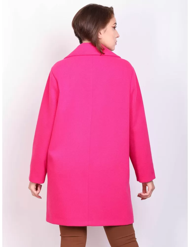Volpato Italy | Plus size available fuchsia double breast wool coat