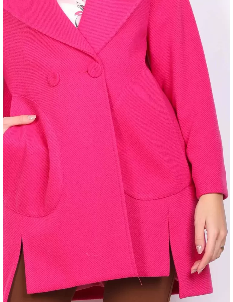 Volpato Italy | Plus size available fuchsia double breast wool coat