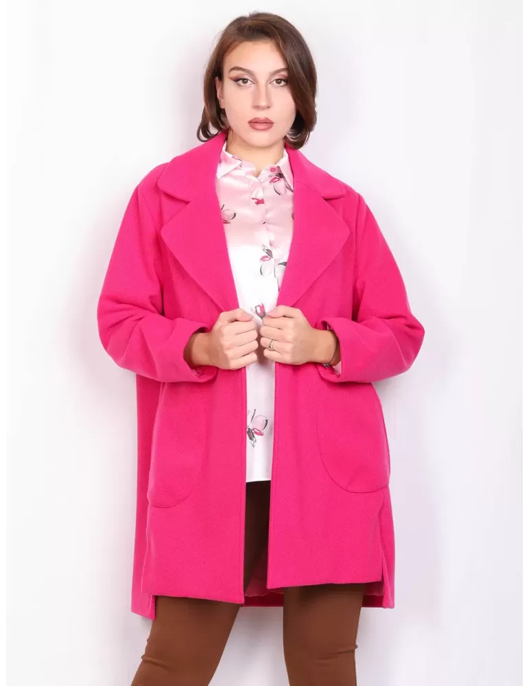 Volpato Italy | Plus size available fuchsia double breast wool coat
