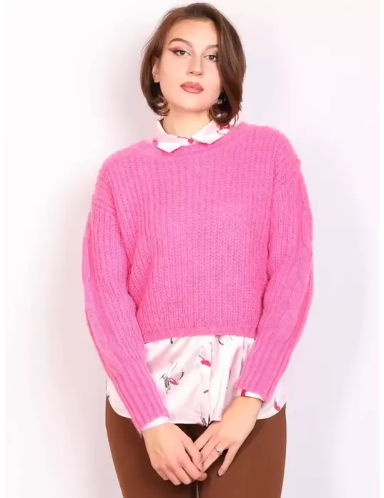 Volpato Maglieria | Maglione grosso rosa bubble fragola in lana mohair Volpato Maglieria | Maglione grosso rosa bubble fragola in lana mohair