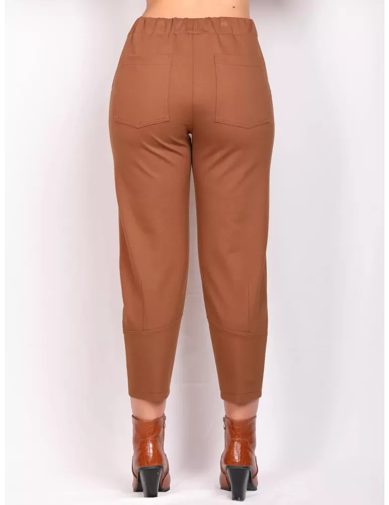 Volpato Maglieria | Pantaloni marrone cargo jersey bi-stretch push-up