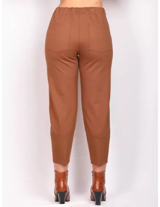 Plus size brown jersey cargo trousers | Buy Volpato Italian clothing