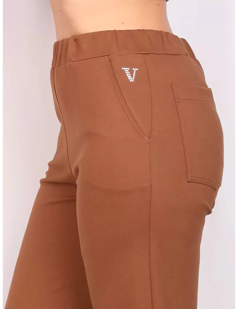 Plus size brown jersey cargo trousers | Buy Volpato Italian clothing