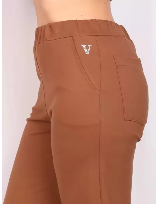 Plus size brown jersey cargo trousers | Buy Volpato Italian clothing