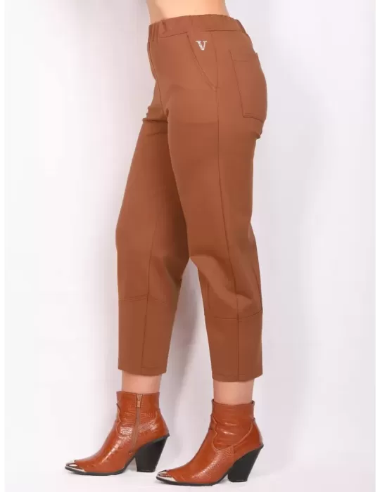 Plus size brown jersey cargo trousers | Buy Volpato Italian clothing