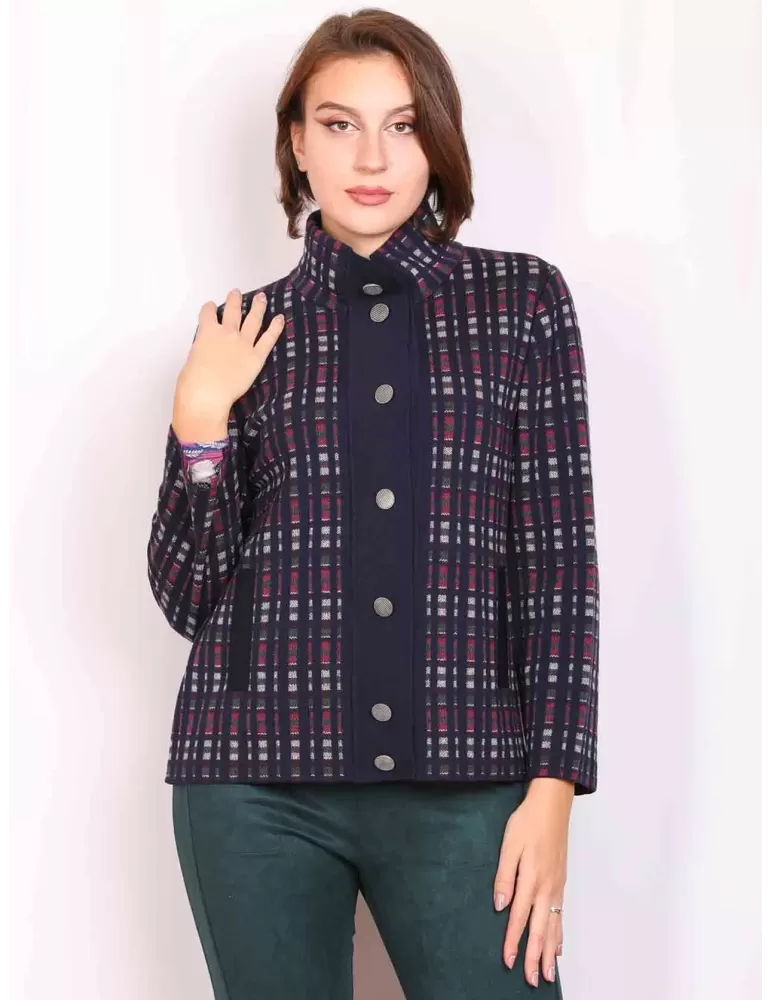Aldo Colombo knitted pure wool dark blue plaid jacket Aldo Colombo knitted pure wool dark blue plaid jacket