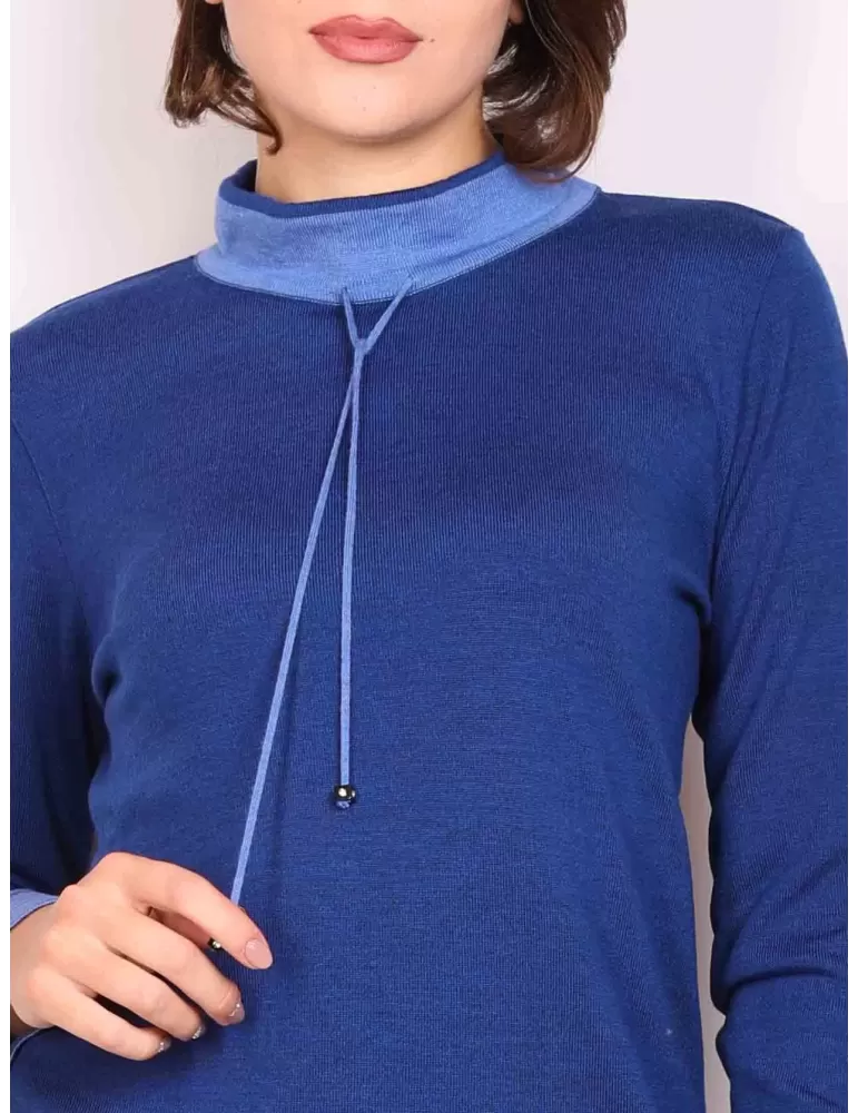 Aldo Colombo online | Maglia lupetto pura lana azzurro con coulisse