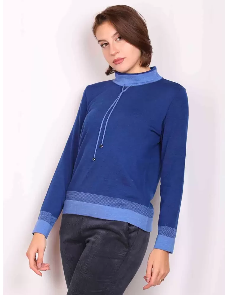 Aldo Colombo online | Maglia lupetto pura lana azzurro con coulisse