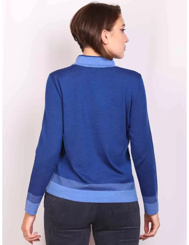 Aldo Colombo online | Maglia lupetto pura lana azzurro con coulisse