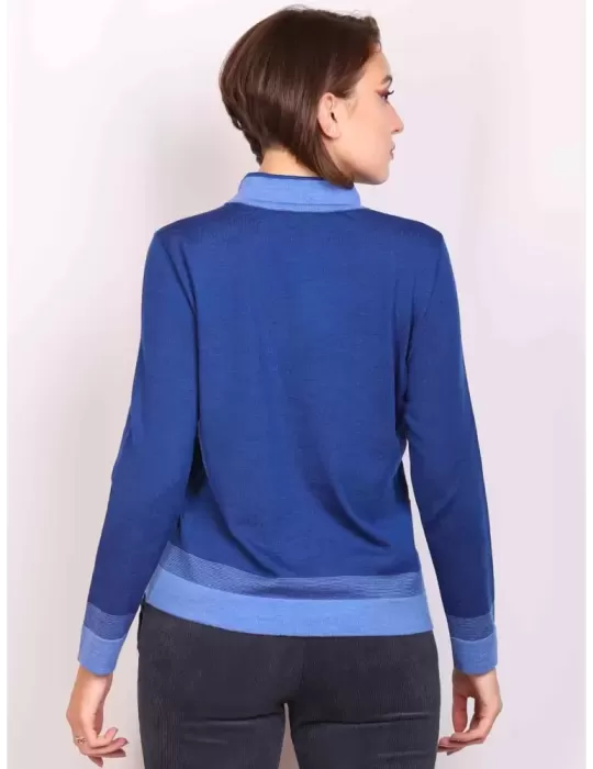 Aldo Colombo online | Maglia lupetto pura lana azzurro con coulisse