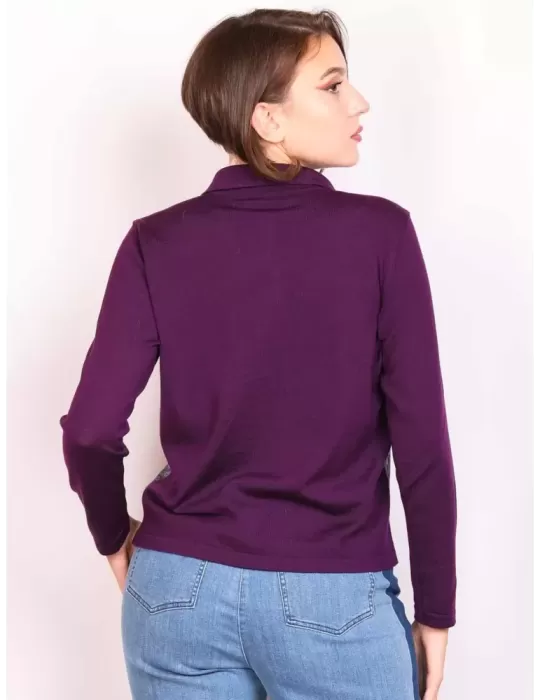 Aldo Colombo Finest merino wool dark blue polo cardigan jacket