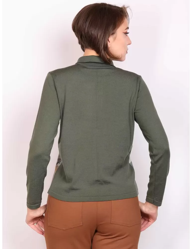 Aldo Colombo online | Giacca pura lana verde fantasia fiori fino tg 56