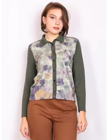 Aldo Colombo online | Giacca pura lana verde fantasia fiori fino tg 56