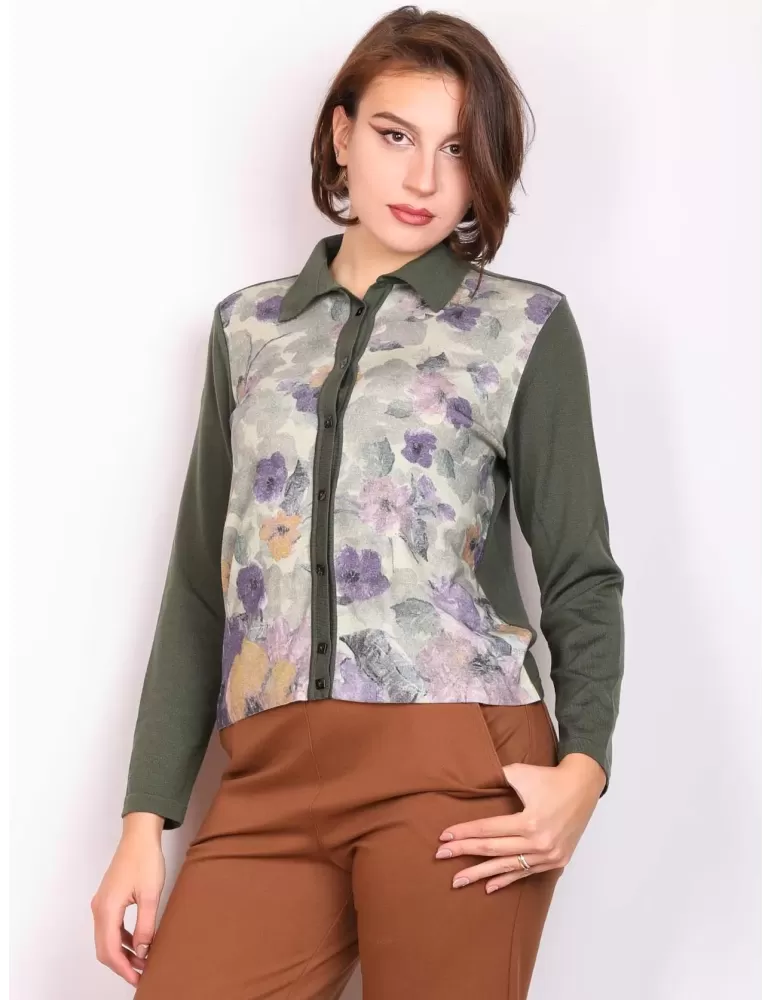 Aldo Colombo online | Giacca pura lana verde fantasia fiori fino tg 56