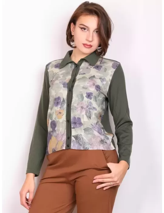 Aldo Colombo online | Giacca pura lana verde fantasia fiori fino tg 56