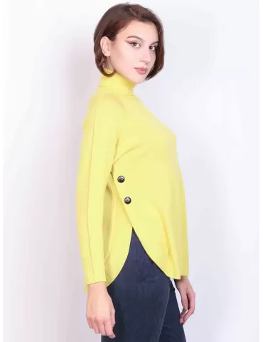 Volpato maglieria online | Maglione dolcevita in pura lana giallo lime 2