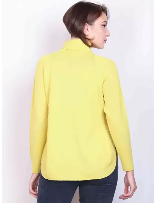 Volpato maglieria online | Maglione dolcevita in pura lana giallo lime