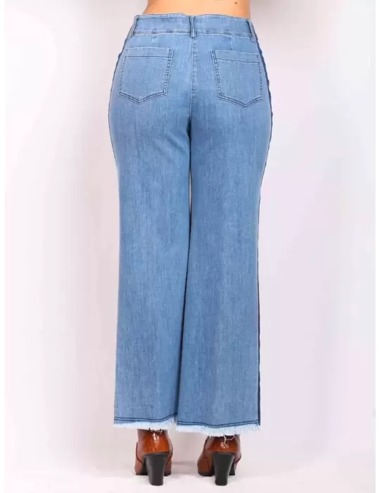 Volpato Italy | Push-up wide cropped palazzo blue jeans trousers
