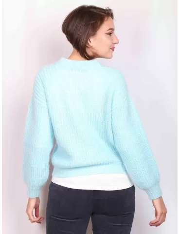 Volpato finest Italian knitwear | Mohair light blue chubby cardigan jacket 2