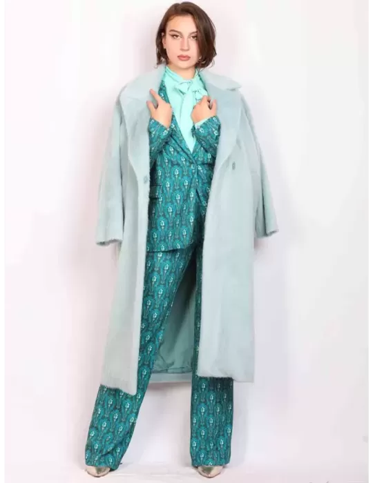 Maesta Milano green baroque pattern silk blazer jacket